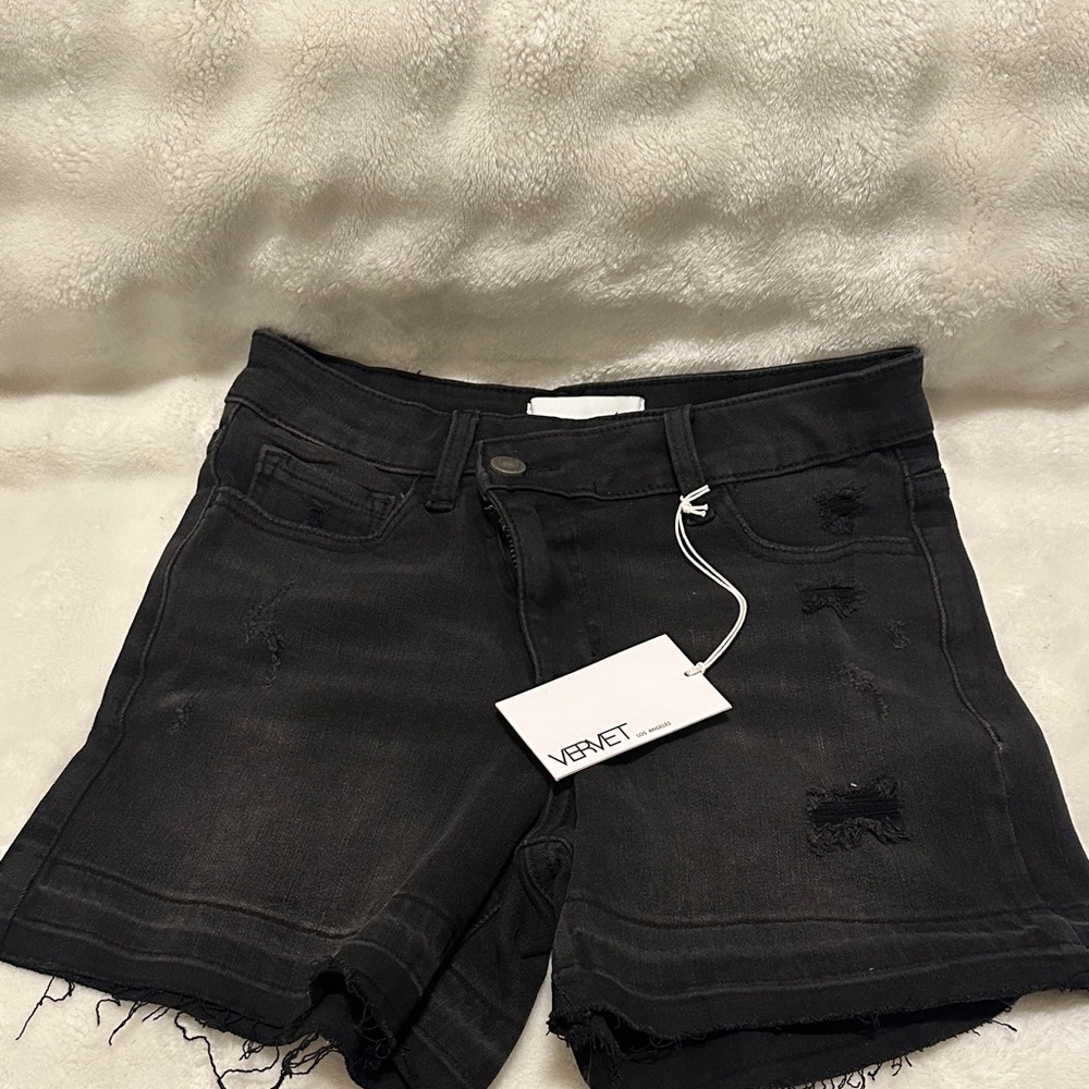 VERVET Black Distressed Women's Denim Shorts